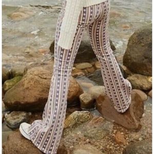 Brand NWOT Free People Penny pull on star and striped print wide leg, size 28